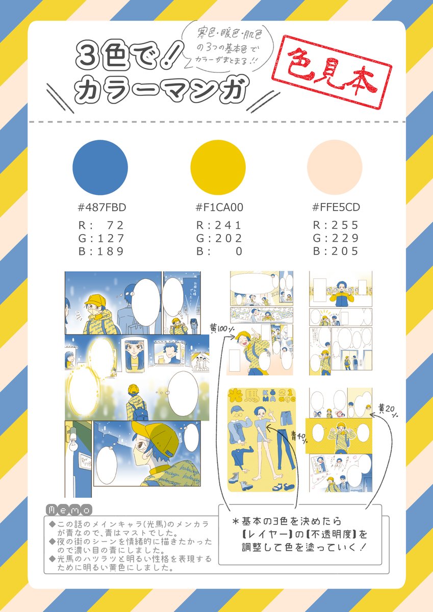 【3色色見本③】
これはわりと早く色が決まった回🙆

「夜の街の青」がマストで、あとはそれに合うのを探す、という感じだった気が🙆
大事にしたいことが明確だと決まりやすいのかも🤝 https://t.co/aAlaGtXyuz
