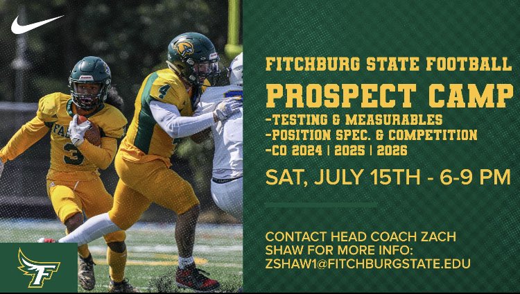 I will be attending the @FSUFalconsFB prospect camp ! Cant wait to compete ! @Coach_ZShaw