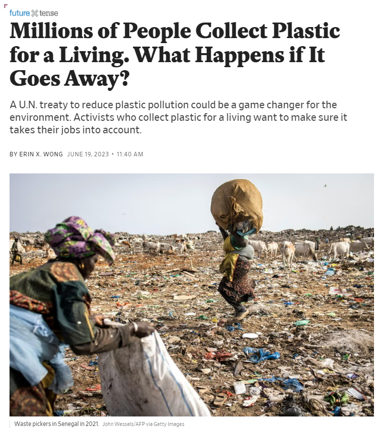 #GOODNEWS: The #plasticstreaty is recognizing the #wastepickers role in managing plastic waste. BETTER NEWS: 'A lot of our (waste picker) organizations are already providing a #justtransition for workers' Thanks to @Slate's @erinxy slate.com/technology/202… #BreakFreeFromPlastic