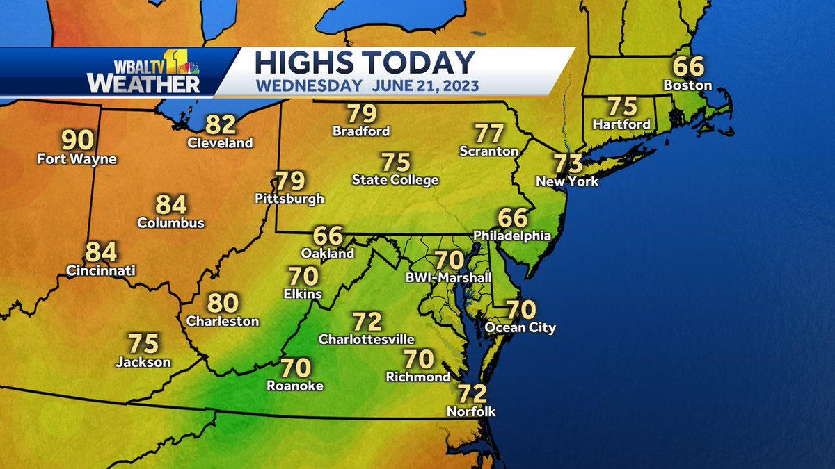 Here's a look at observed high temperatures in the Mid-Atlantic so far today. #mdwx #pawx #vawx #wvwx