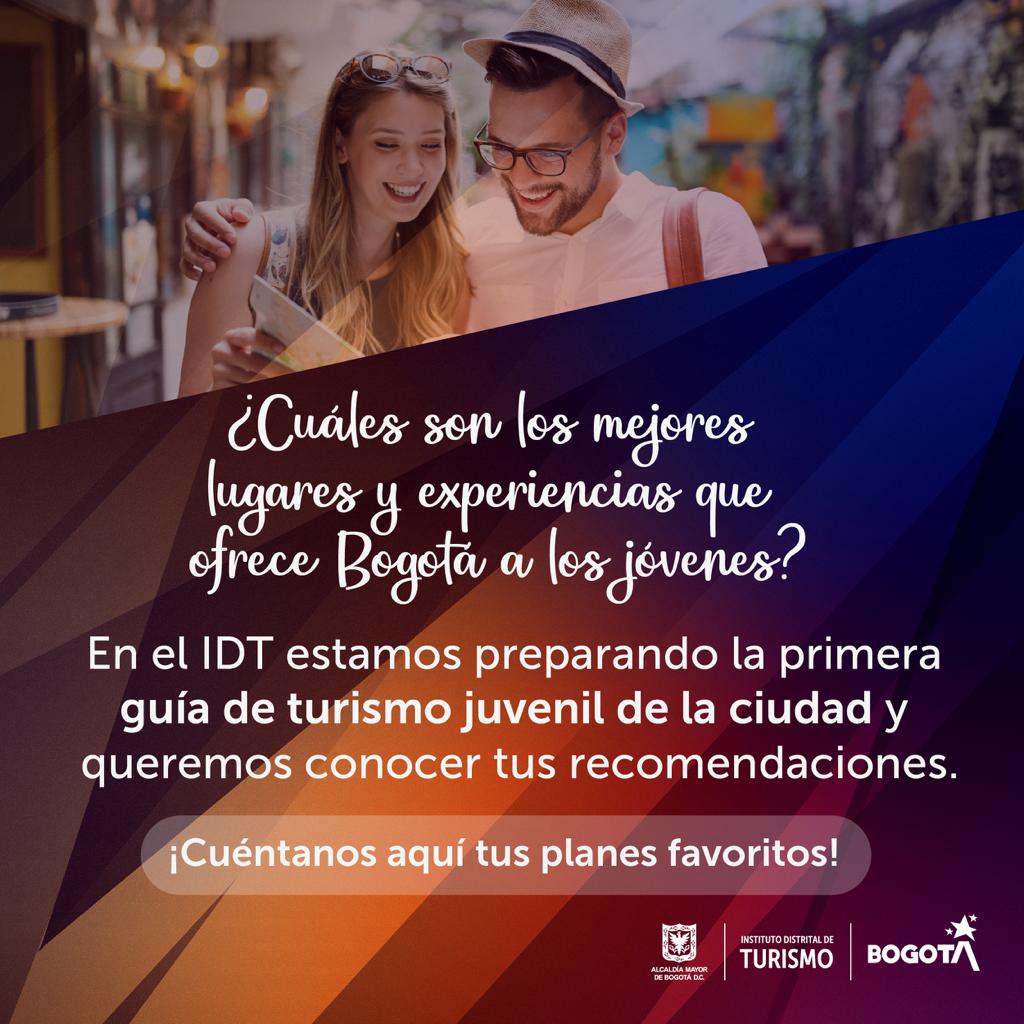 Bogota_Turismo's tweet photo. #IDTInforma I Sé parte de la primera Guía Juvenil de @Bogota ❤️🏙
Desde el @IDTBogota queremos conocer los mejores lugares y experiencias que ofrece la capital a todos los jóvenes de la ciudad.
🔗 Llena la encuesta en: https://t.co/MrJjyiMLWG https://t.co/MOSlO8zKNx
