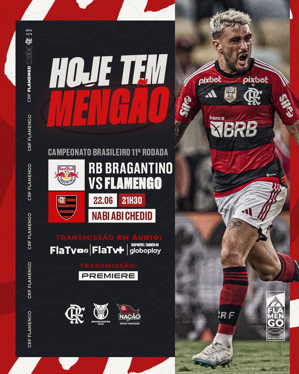 Flamengo's tweet photo. HOJE TEM FLAMENGO! AAAAAI QUE SAUDADE QUE EU TAVA DE VER MEU MENGÃO EM CAMPO! 🥰❤🖤

Às 21h30, a bola rola no estádio Nabi Abi Chedid para RB Bragantino x Flamengo, jogo válido pela 11ª rodada do Brasileirão.

VAMOS, NAÇÃO! VVVAAMMOOOS, FLAAMEEEEENGOOO!

#BGTxFLA #VamosFlamengo https://t.co/ym3sWAeXw2