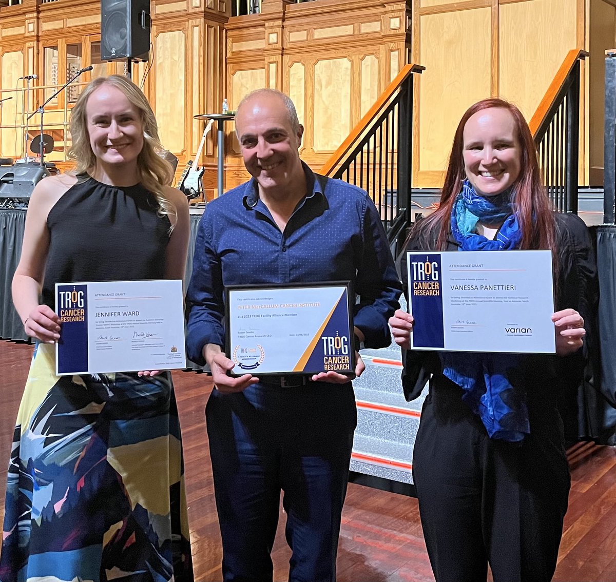 Well done to⁩ ⁦@PeterMacCC⁩ RadOnc registrar Jen Ward & physicist Vanessa Panettieri on their ⁦@TROGfightcancer⁩ awards. Strong representation by ⁦@PeterMacCC⁩ team at #trog2023 - shaping the future or radiation oncology ⁦@TargetingCancer⁩ ⁦⁩