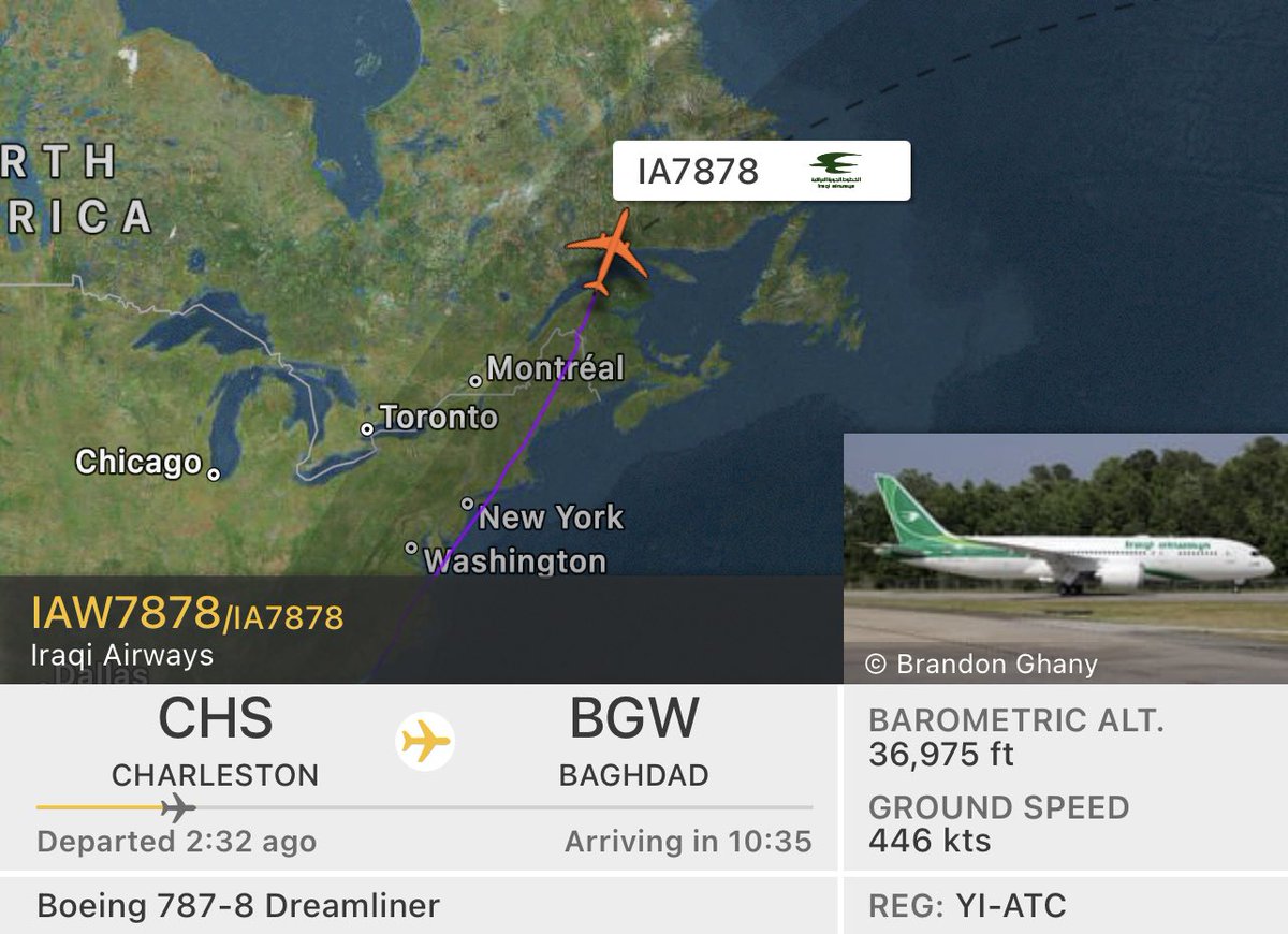 On delivery to Iraqi Airways is Boeing 787-8 Dreamliner, YI-ATC, from Charleston