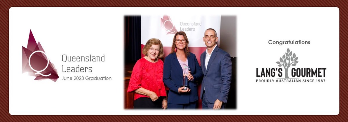 Congratulations to Directors of Lang's Gourmet Pty Ltd, Mark &amp; Kathryn Lang in Graduating the Executive Leaders series (Kathryn pictured with @Qldleaders Advisory Board Member <a href="/Sallyanne_A/">Sallyanne Atkinson</a> and Founder &amp; Executive Director James Paulsen) #leaders #queenslandbusiness #qldleaders