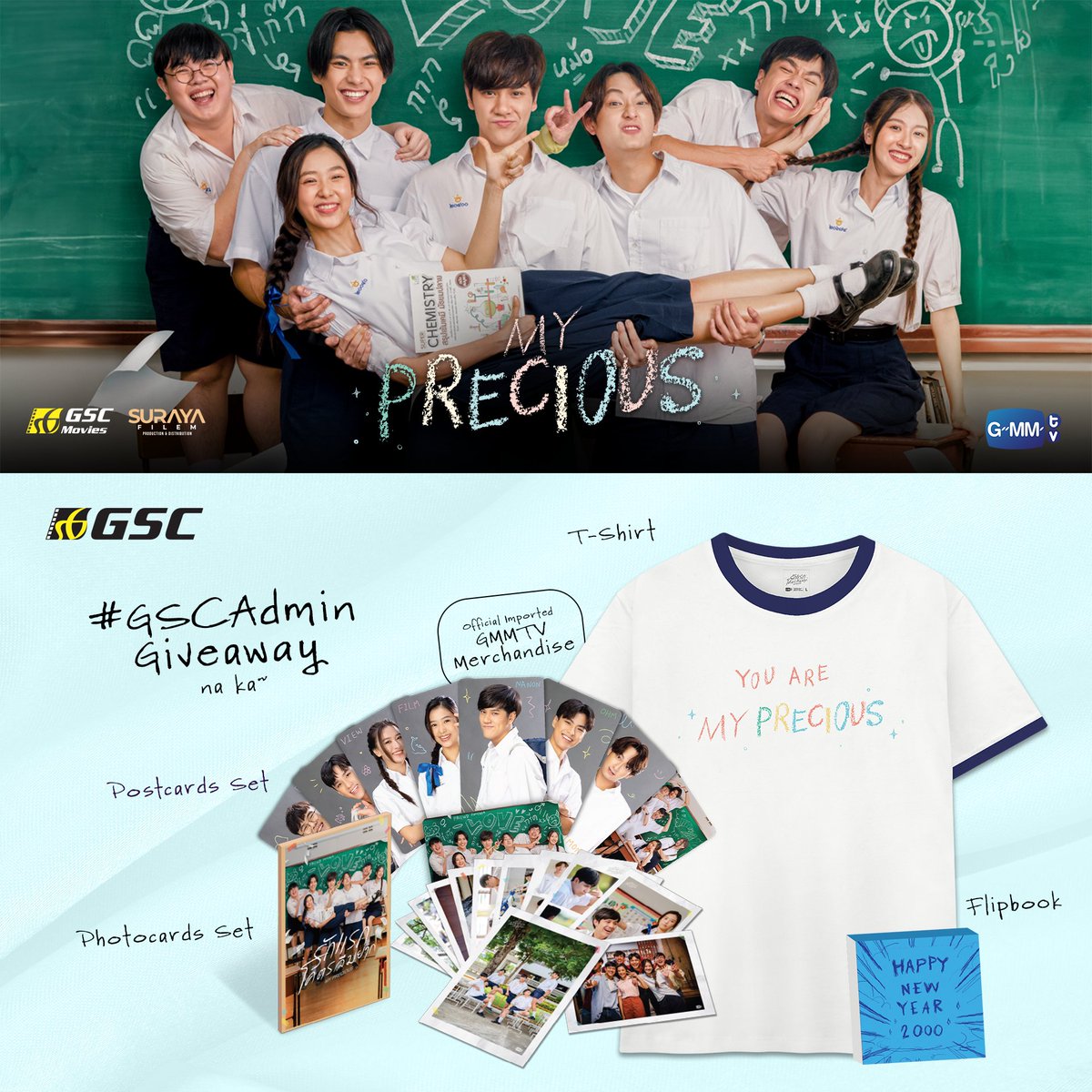 Fans of GMMTV’s #MyPrecious, look here! 👩‍🎓🖊🧑‍🎓 #GSCAdmin is giving away exclusive GMMTV merchandise for the movie, directly imported from Thailand na ja!🇹🇭

Follow simple steps below:
Step 1: Like this tweet! 👍
Step 2: Reply us! 💬
Step 3: QT this tweet with hashtag…