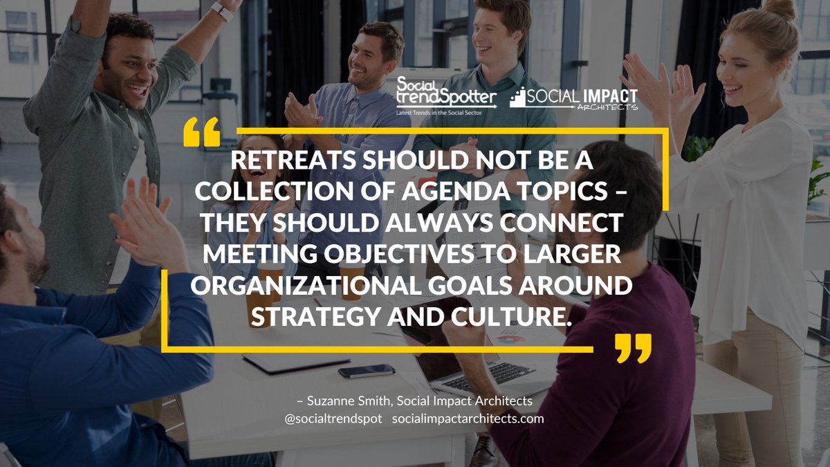 6 key elements that will help ensure a successful & energizing retreat. Find out more in our latest blog goo.gl/b8aIWG

#nonprofit #socent #board #boardofdirectors #nonprofitboard #teamworkmakesthedreamwork #boardretreat #staffretreat #socialgood #makeadifference