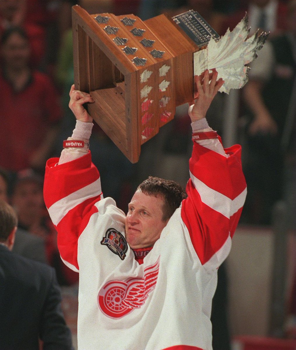 If the only meaningful thing Mike Vernon did in Detroit was beat the living snot out of Patrick Roy on Fight Night, he would still be a Detroit legend today.

He followed it up with one of the hottest playoff runs ever for a goalie and ended a 42 year Cup drought. #RedWings #lgrw