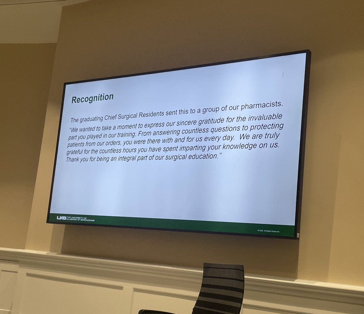EliseDasinger's tweet photo. It’s amazing what a simple “thank you” email can do! Thank you @UABSurgery residents for recognizing our pharmacists as part of the team! https://t.co/OOgesiDt2e