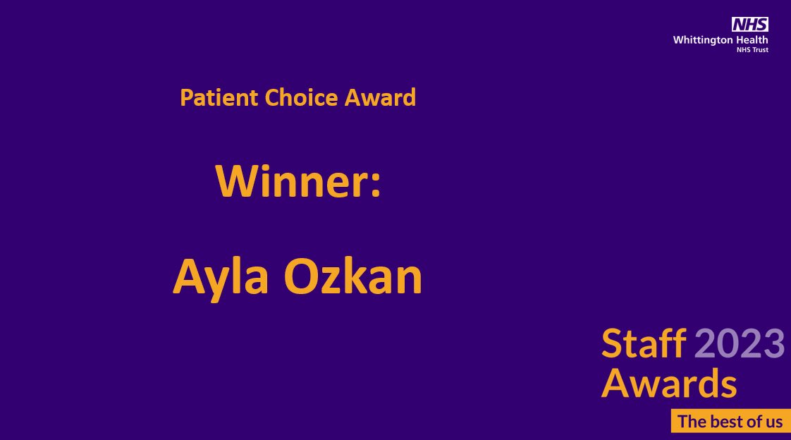 Our Patient Choice Award is not decided by nominations from colleagues across the Trust, rather from our patients themselves! 

This year’s Patient Choice Award goes to Ayla. Congratulations!  #WhitAwards