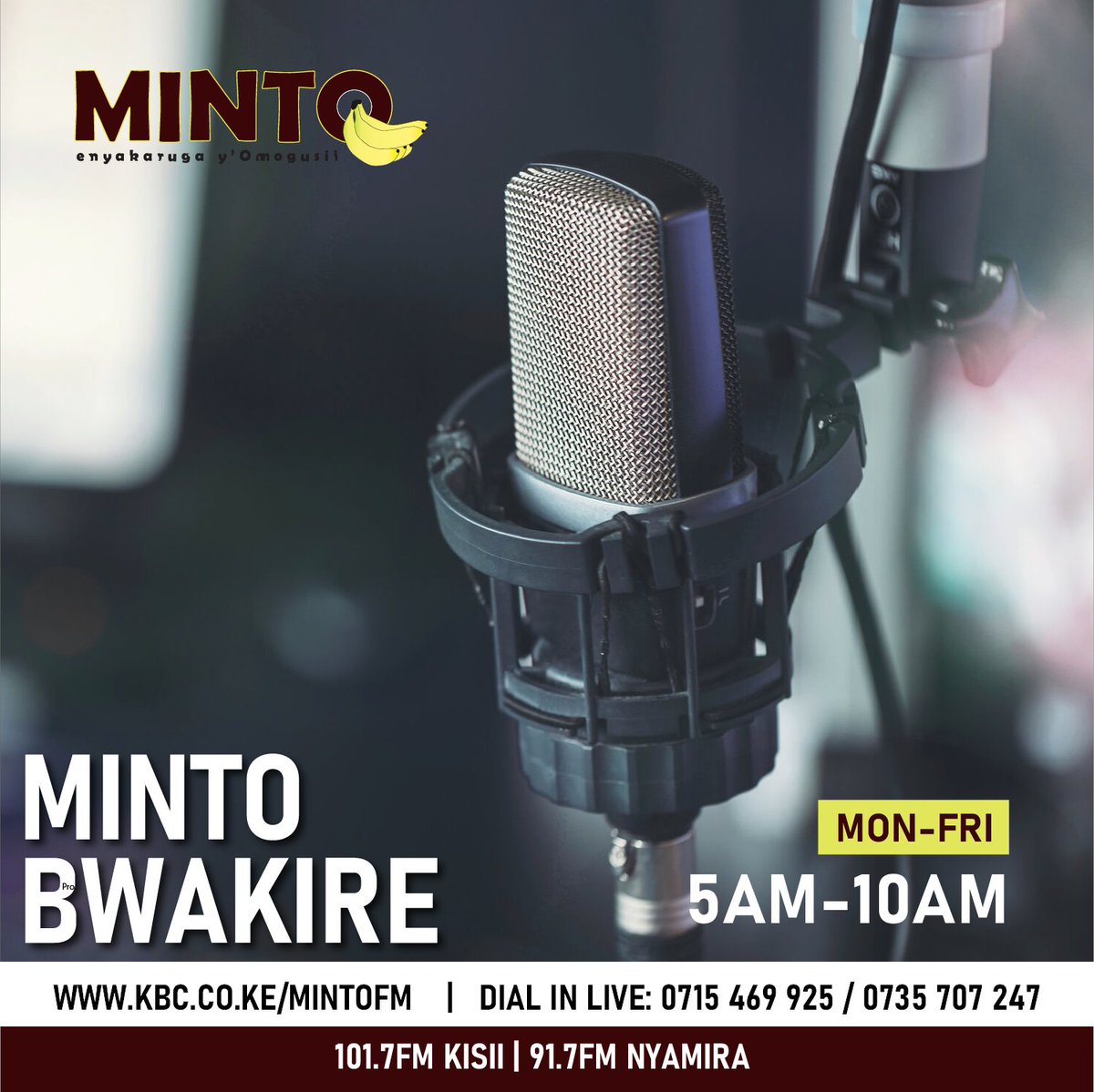 Minto Bwakire Thursday edition 5-10am. ^MK
#MintoFM
#KBCniYetu
#RiangaNaNyorosa