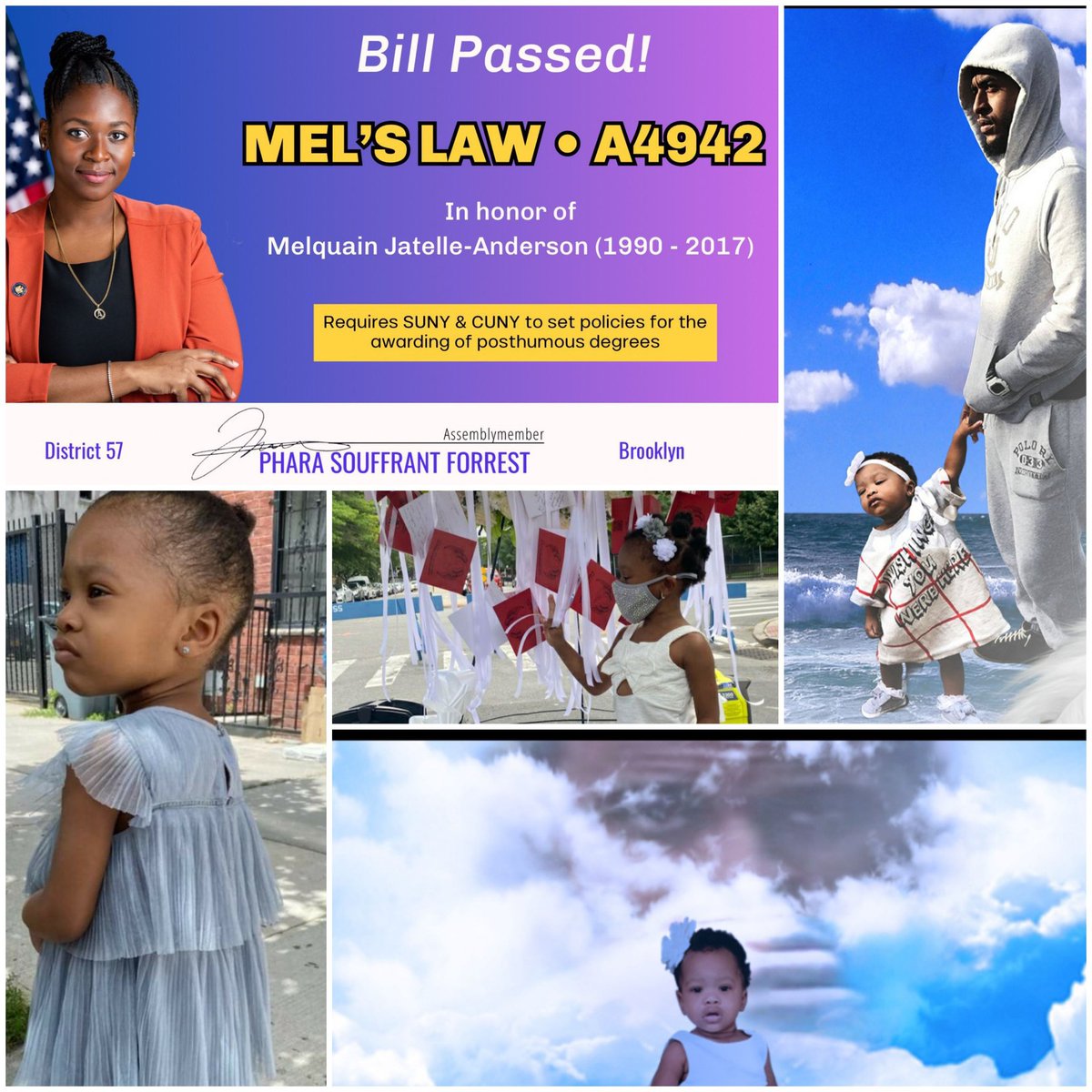 June is Gun Violence Awareness Month ( GVAM) we  hope her papa bill A4942/5355 gets signed before the month is over..Mel's Law @GovKathyHochul @phara4assembly @JabariBrisport @CarlHeastie @SenatorASC all she will ever know is his name,  photo we create and the work that we do.