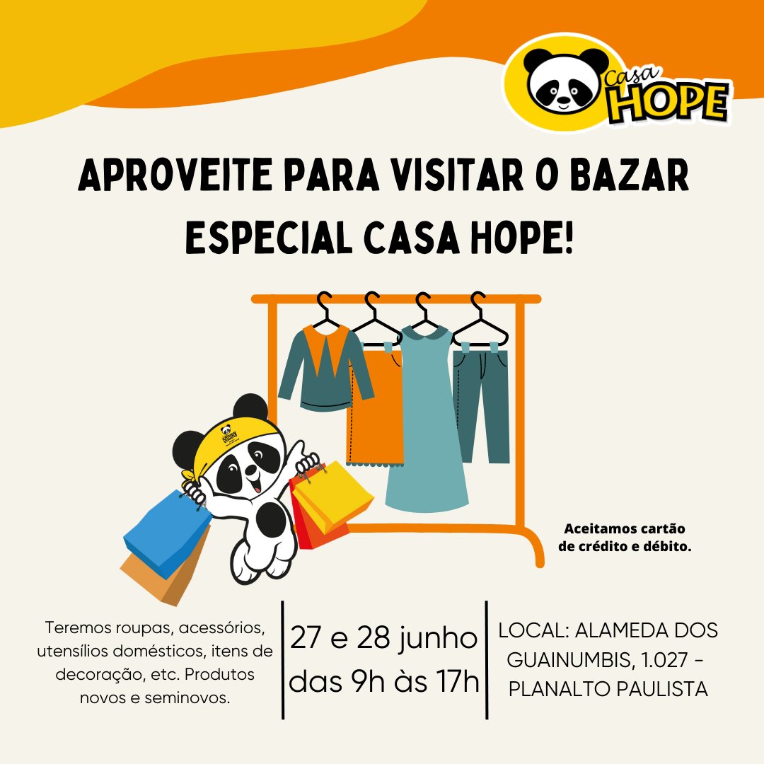 A Loja On-line Casa Hope ficará temporariamente fora do ar para reestruturação.

Aproveite para visitar o Bazar Especial Casa Hope! 

27 e 28 junho, das 9h às 17h na Alameda dos Guainumbis, 1027 - Planalto Paulista.