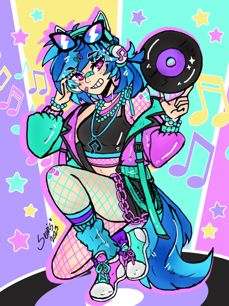 DJ PON-3 aka Vinyl Scratch in my style

 🩵💙🩵💙

I was invited for MLP:Fim collab and got to draw my favourite pony as human! ✨️

[#mlp #mlpfim #mlpfanart #mylittlepony #anthro #dailydoodle #doodle #ArtistOnTwitter #seuris #art ]