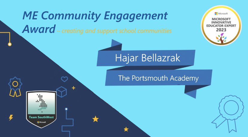 I am so delighted to have recieved this years Community Engagement award from <a href="/MSEducationUK/">Microsoft Education UK</a> for the South West region and the UK. What an amazing community to be part of! 😆 You’re all brilliant educators 👩‍🏫 Thank you so much! #MIEExpert #MicrosoftEDU