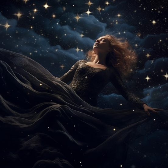 Under the velvet night sky, stars twinkle just for you, dear lady. May your dreams be as limitless as the galaxies.✨🌛 #StarryNight #GalaxyDreams #LadyOfTheNight #VelvetDreams #TwilightWhispers #StarlitSerenity #MoonlitMystique #DreamscapeDame #NighttimeElegance #GalacticGrace