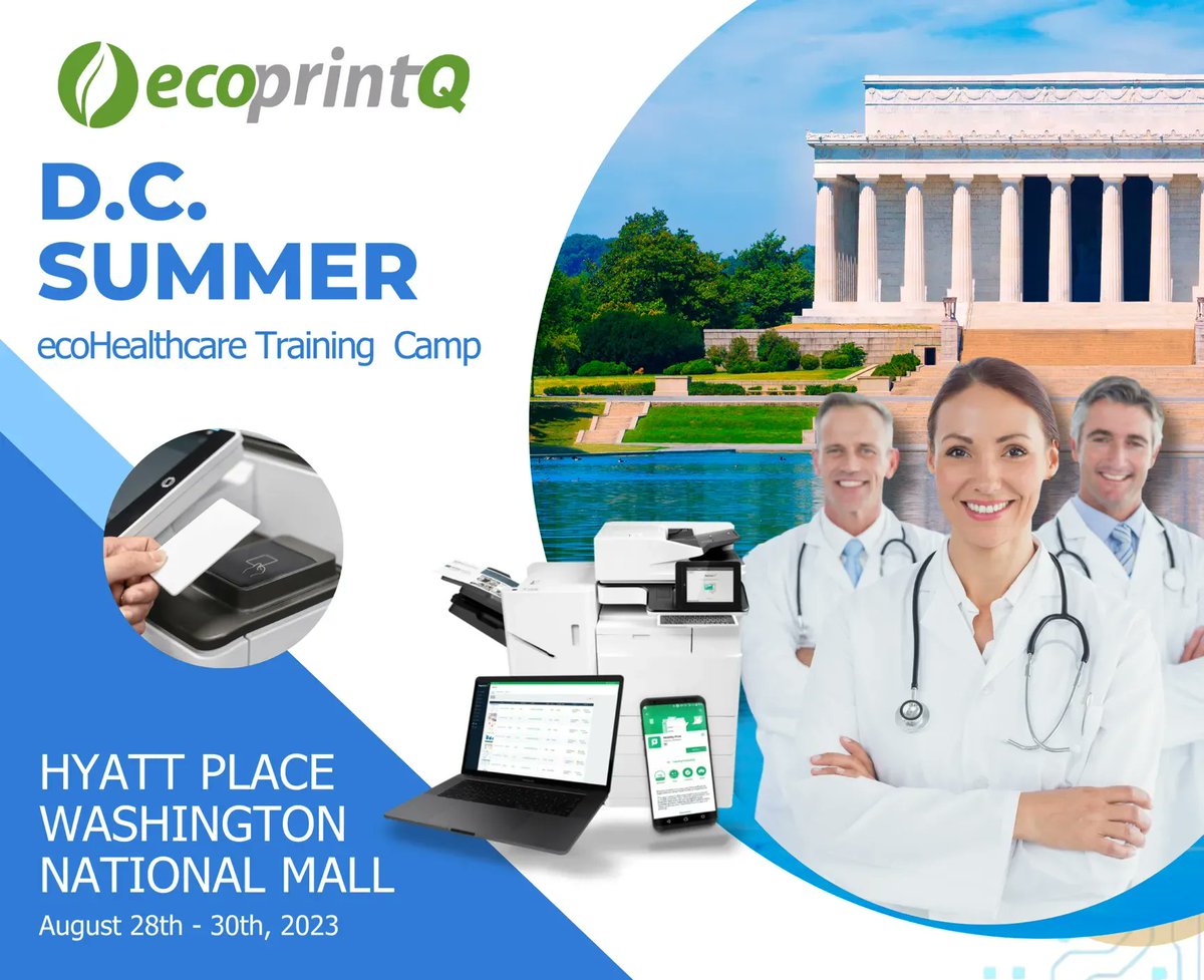 ecoprintQ's tweet photo. We invite you to our in-person training event in Washington, D.C. from August 28th - 30th in Healthcare. Contact your CM to register! Registrations are first come first served. See you in D.C. 🏛️https://t.co/hvCzUG1bry
#ecoprintQ #DC #papercut #rfideas #ecohealthcare https://t.co/gTFYxvCo4t