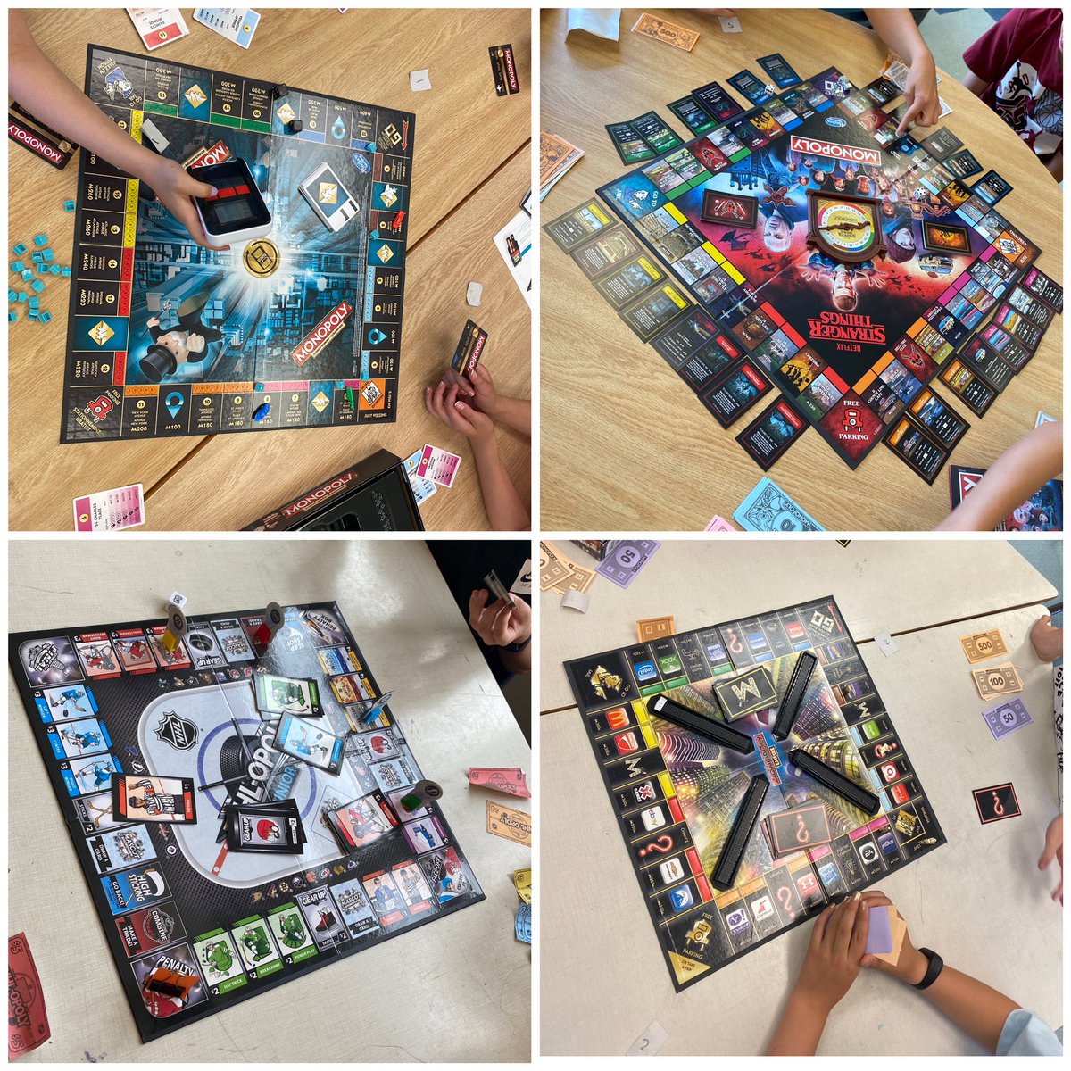 Ended our financial literacy unit by playing different versions of Monopoly! Students bought and sold properties with cash and even credit cards! @Hasbro which version should we try next? 🎲
