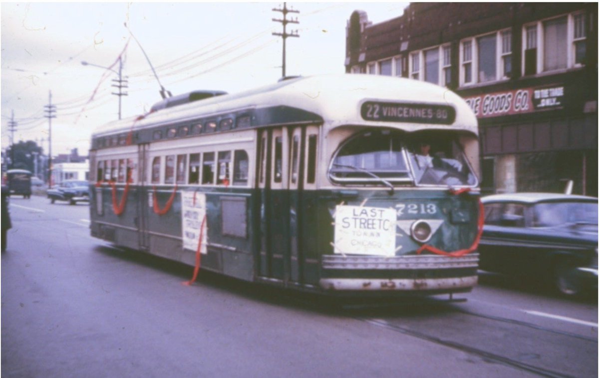 65 years ago today, the last streetcar operated for the final time in Chicago. From facebook.com/vanishedchicag…