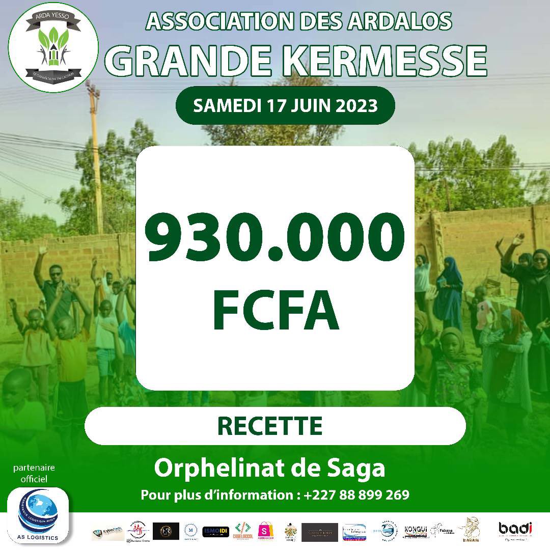 Asso_Ardalos's tweet photo. 🟢Hello Chers tous 
Nous partageons avec vous ce soir le bilan de la deuxième édition de la grande kermesse. 
Grâce à vos contributions et votre participation massive à la kermesse, nous avons pu collecter en espèces la somme de 930.000 FCFA et beaucoup d’articles en nature. https://t.co/oMHcJmrKiR