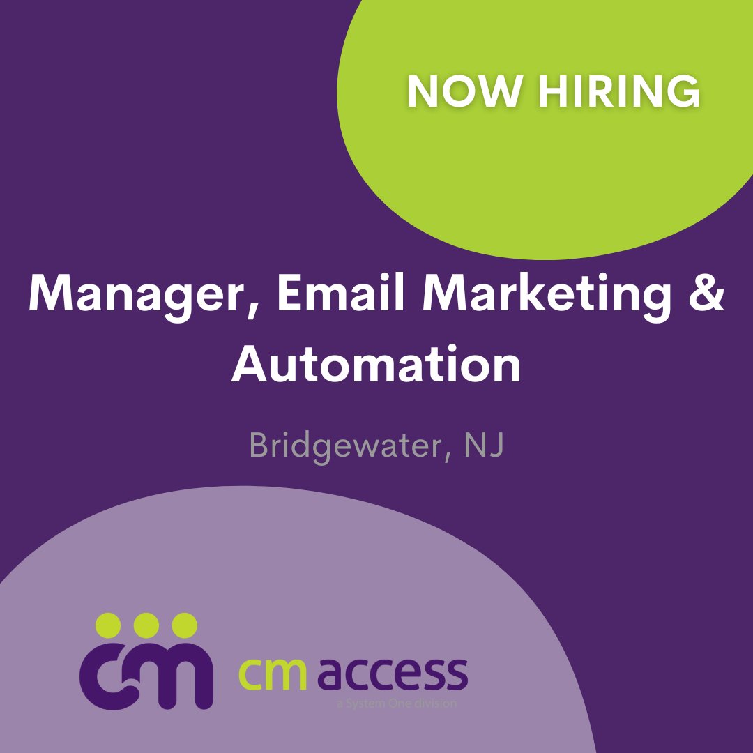 We're hiring!

ow.ly/iSTS50OzEXj

#CMAccess #Bridgewater #emailmarketing #emailautomation #marketing