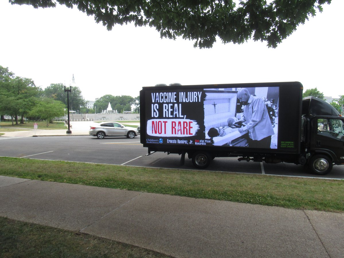 ChildrensHD's tweet photo. DC area advocates distributed flyers #SpreadingTruth about the harms of the COVID-19 vaccine while many of the billboard trucks displayed images of children injured by the shots.
STAY TUNED: DC Council will hold a hearing tomorrow for a bill to end the DC mandate for school. https://t.co/ACXLjmrKqB