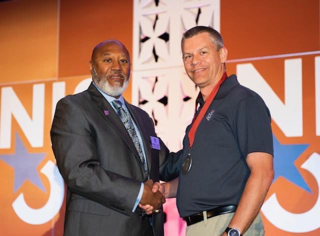 ASUBeebe's tweet photo. #ASUBProud of Danny Brock, assistant professor of mathematics, and Catherine Burton, director of advising and learning center, who were recipients of the Excellence Awards at the National Institute for Staff and Organizational Development Conference held May 27-30. https://t.co/SuORHXEBE5