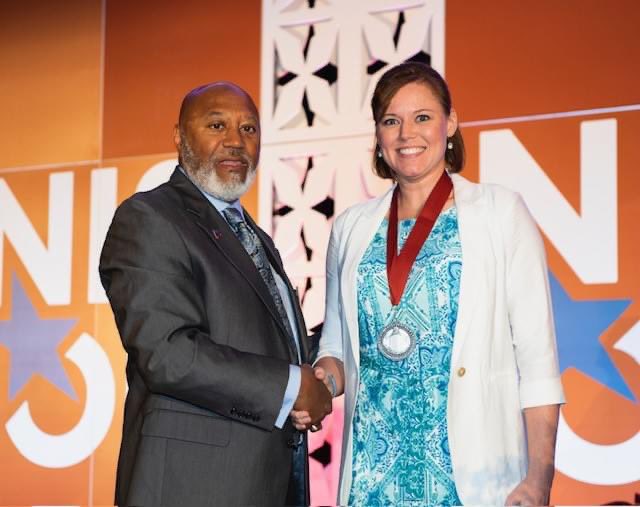 ASUBeebe's tweet photo. #ASUBProud of Danny Brock, assistant professor of mathematics, and Catherine Burton, director of advising and learning center, who were recipients of the Excellence Awards at the National Institute for Staff and Organizational Development Conference held May 27-30. https://t.co/SuORHXEBE5