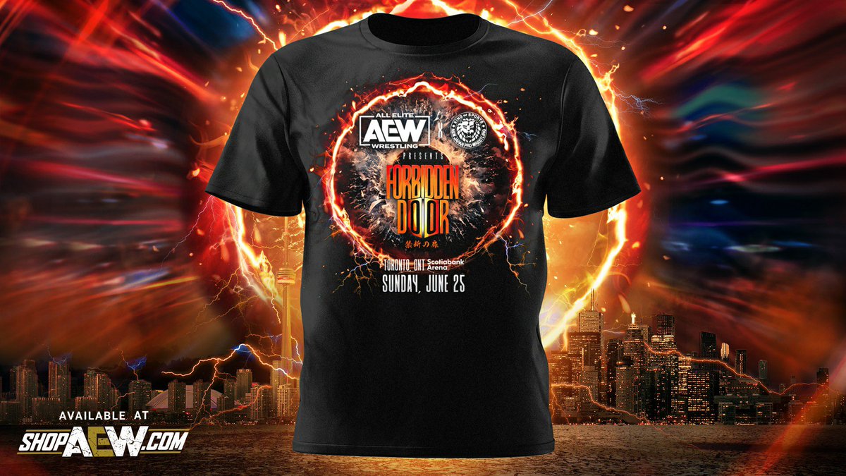 The 2023 #AEWxNJPW #ForbiddenDoor Event Shirt is here! Get yours today at ShopAEW.com!