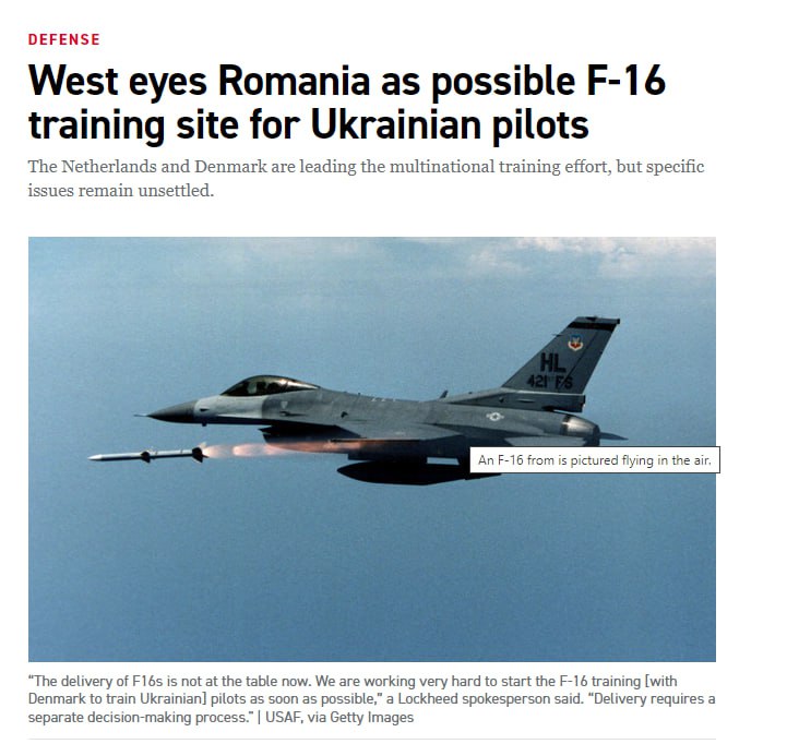 FLASH on Twitter: "⚡️Politico reported in which country the West can train Ukrainian  pilots on the F-16 A coalition of Western countries is considering Romania  as a possible place for training Ukrainian