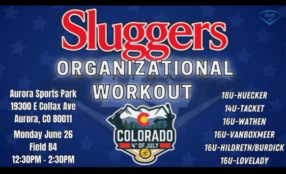 Getting the week started off right with a Sluggers workout 6/26. Colorado here we come!!