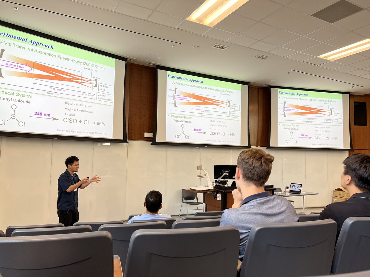 The Okumura group has taken over #ISMS2023! Tuesday was a busy day for us as <a href="/CharlesMarkus/">Charlie Markus</a>, Tyler, @termeh_bashiri, Leah and Wen had talks throughout the day. We’re so happy to be among colleagues and learning the newest findings and techniques i the spectroscopy world!