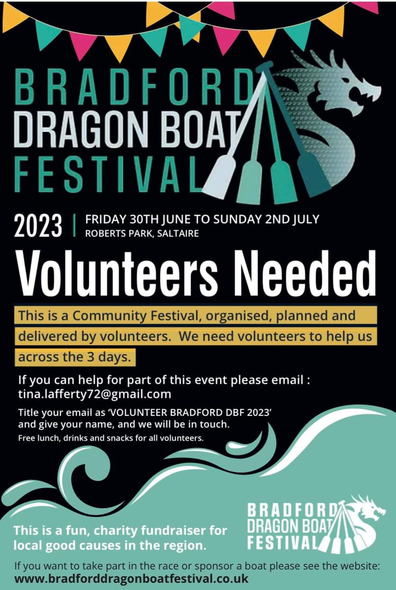 Calling on volunteers to help us run @DragonBoatsBrad