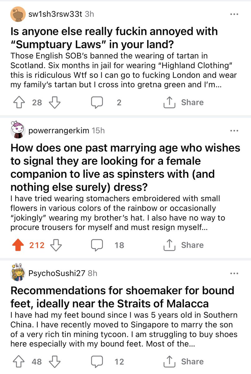 katefeetie's tweet image. the female fashion advice subreddit has reopened but remains in protest so all the posts have to be about 1700s fashion now