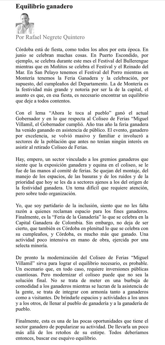 Pasada la feria, una columna sobre la feria! ¡Equilibrio Ganadero! 
Vía <a href="/elmeridiano_co/">EL MERIDIANO</a> 

elmeridiano.co/equilibrio-gan…