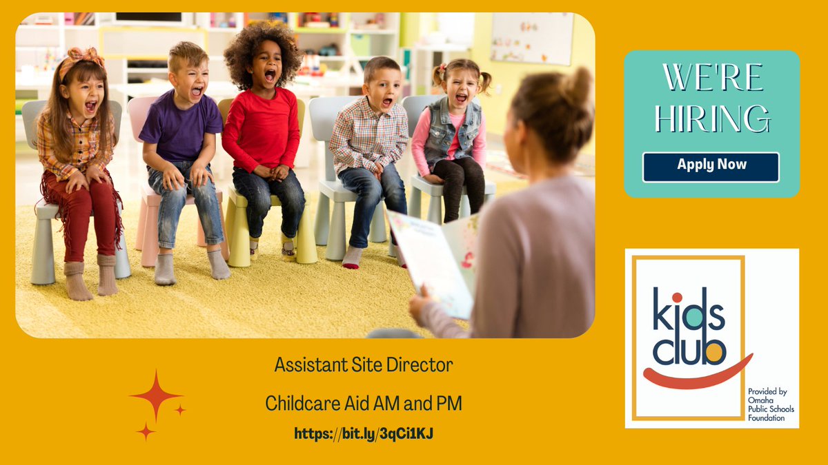 Omaha Public Schools Foundation is currently hiring Assistant Directors and Aides for our before and after school child care program. Part time, split shift, this job is ideal for any high school or college student, or adult with childcare experience
bit.ly/3qCi1KJ