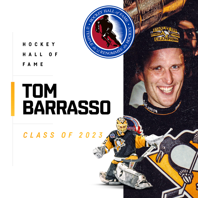 penguins's tweet photo. Congratulations to former Penguins goaltender Tom Barrasso on being elected to the @HockeyHallFame.

Barrasso becomes the 21st player or builder with ties to the Penguins organization to be elected to the HHOF.