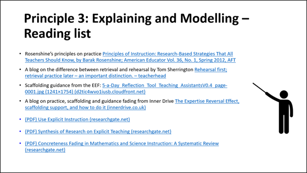 PearceMrs's tweet photo. Really enjoying creating materials to support the implementation of evidence-informed T&amp;L - guidance materials, best practice descriptors, resources to help schools make the principles context specific, CPD materials and reading lists.  🤓🤓 https://t.co/QXZKYlCJUC