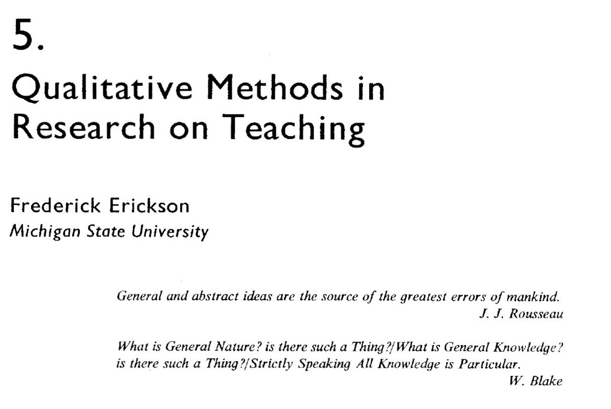 In doing so, Dr. García-Sánchez offers Dr. Erickson's 1986 chapter in the 'Handbook of Research on Teaching' as a useful tool for better understanding 'the basics' of interpretive inquiry and for writing a(n analytic) vignette. #CIWF23
