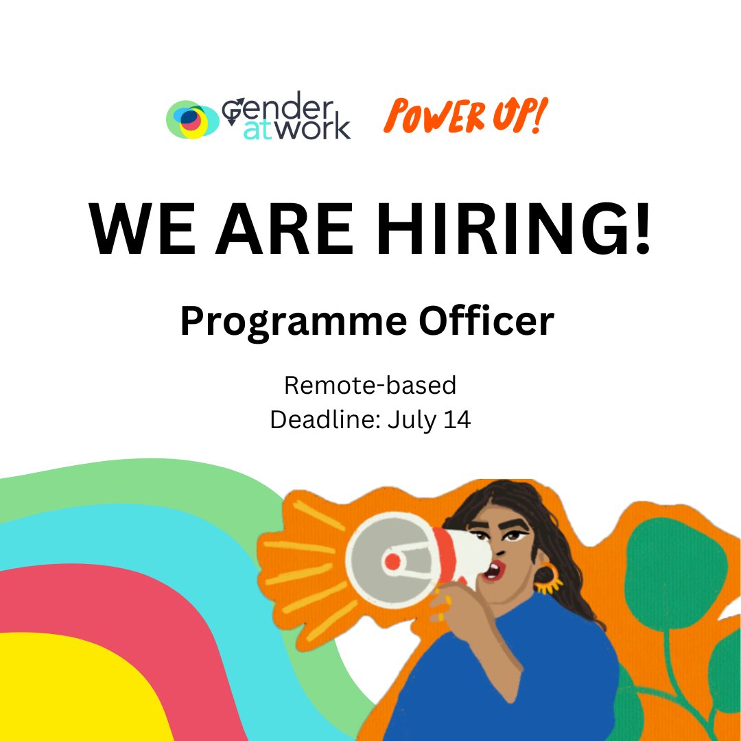 #opportunity | 📢 Gender at Work is seeking a Power Up! Programme Officer to oversee and support our advocacy and programme partnerships with LBQTI+ organisations in Benin, Mozambique, Rwanda &amp; Tunisia.

🔗More info here: bit.ly/3JqbxFu