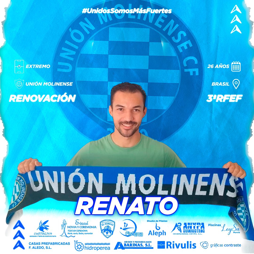 OFICIAL 🚨|

Renato, renueva y continuará recorriendo la banda del Sánchez Cánovas.

El extremo brasileño, y vecino molinense, anotó la pasada campaña 5 tantos y disputó 22 choques en #TerceraRFEF.

Aportará velocidad, verticalidad y sacrificio.

#UnidosSomosMásFuertes💙