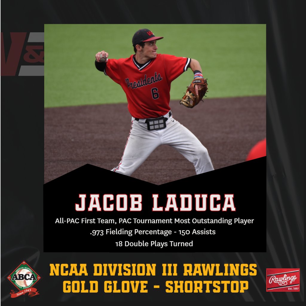 Baseball: Congrats to sophomore Jacob LaDuca - The 2023 NCAA Division III Rawlings Gold Glove Award Winner at Shortstop!  

@ABCA1945 @RawlingsSports @DubJayBaseball 

#RawlingsGoldGloveAwards #d3baseball