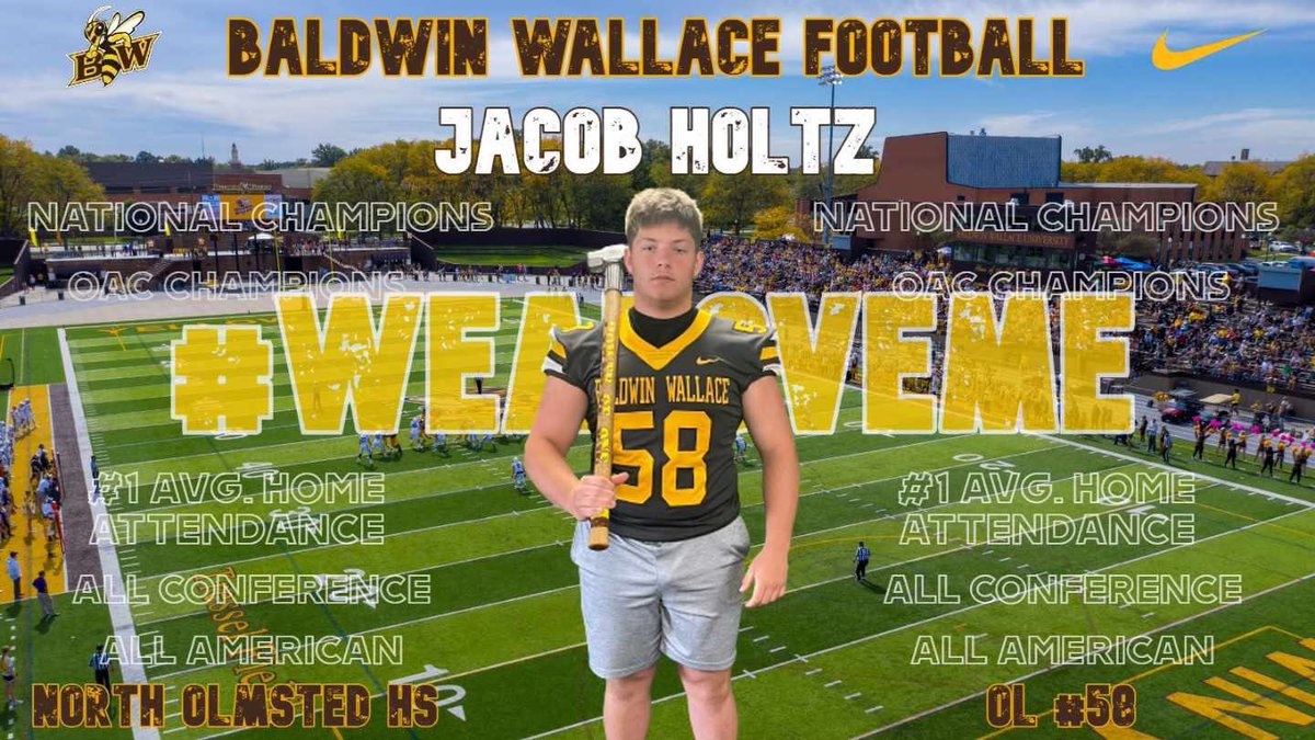 JacobHoltz6's tweet photo. After a great visit, I am excited to announce that I have received my 3rd offer from Baldwin Wallace! @CoachHilvert @BWYJFootball @NOFBpersist @CoachBoyeas @CoachMartyT https://t.co/fBYdXfpANG
