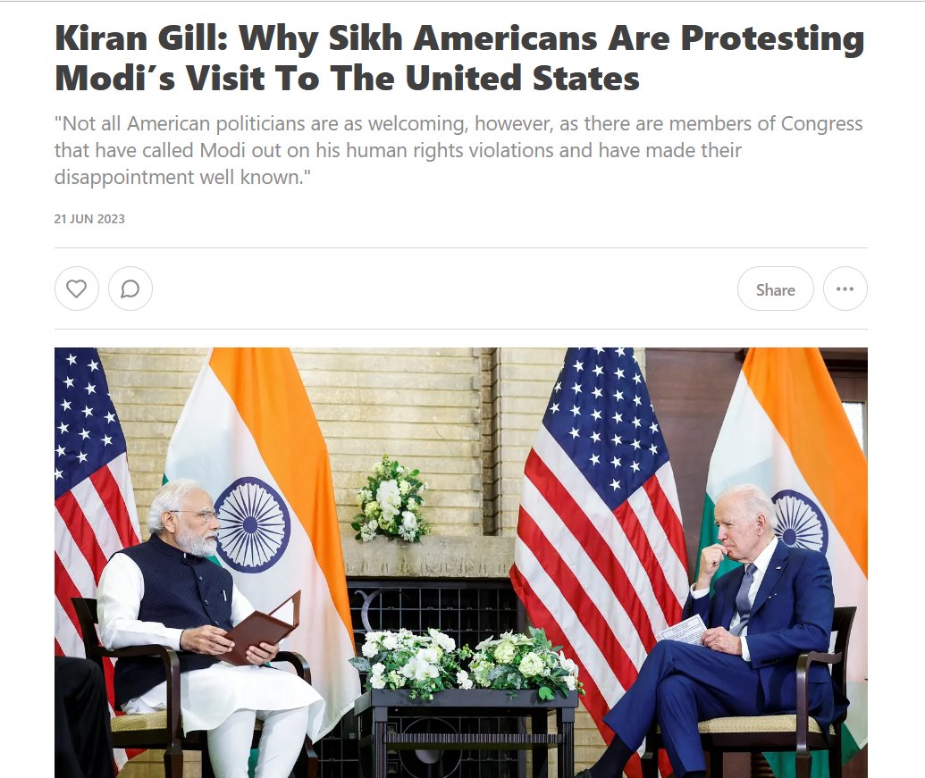 Sikh groups are among various protesters demonstrating against the USA's welcoming of India's Prime Minister Narendra Modi. The protests are particularly pertinent after a recent uptake in targeting of Sikhs by the Indian State.

Read more via <a href="/BaazNewsOrg/">Baaz</a>
baaznews.org/p/modi-state-v…