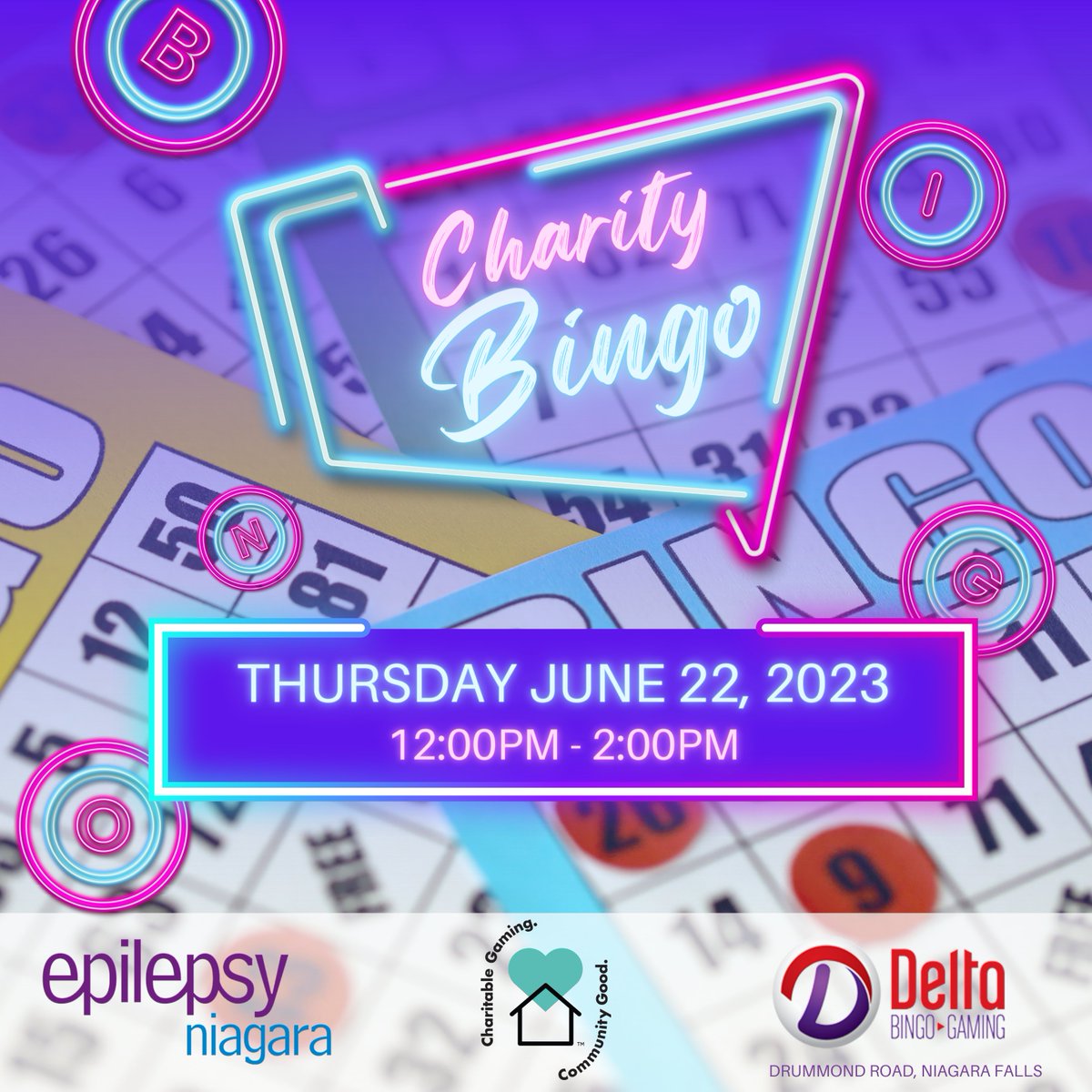 EPILEPSYNIAGARA's tweet photo. Don't miss our next Charity Bingo Session, tomorrow June 22nd from 12:00pm-2:00pm at Delta Bingo, Drummond Road, Niagara Falls.
Have some fun in support of #EpilepsyNiagara ๐
Details at https://t.co/tzErScsX4Q
#charitybingo #deltabingo #epilepsysupport https://t.co/lj5WxuZyhz