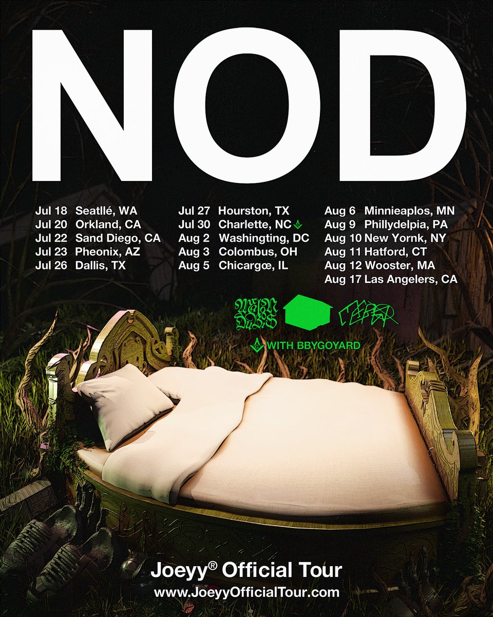 Joeyy® Official Tour presents: 'NOD Tour' a Joeyy® Official Tour featuring <a href="/boggyshed/">Marlon DuBois</a> <a href="/shedtheory/">Shed Theory</a> <a href="/Eera0/">Yasha</a> &amp; special guests! ⬜️