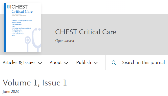 🎂 Happy Birth-Day #journal_CHESTCritCare! Yes, it's here... Volume 1⃣, Issue 1⃣, born June 2023. 🗝️ We are fully #OpenAccess, so reading great content is as easy as clicking the link! sciencedirect.com/journal/chest-…