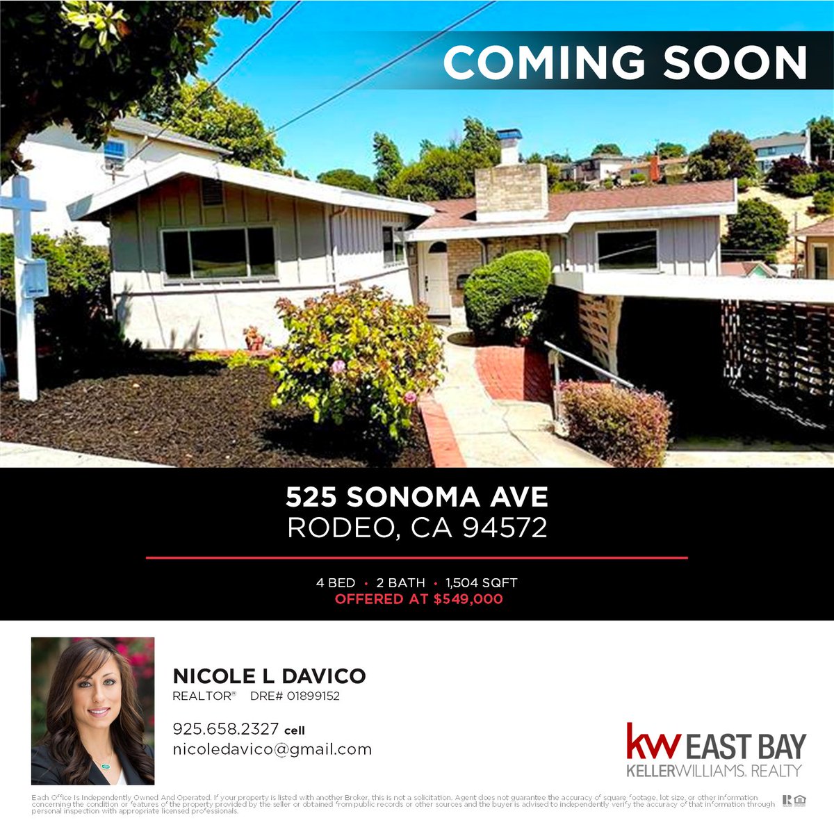 Coming soon!
A new listing by Nicole L DaVico, 525 Sonoma Ave
#kellerwilliams #bayarearealestate #bayarearealtor