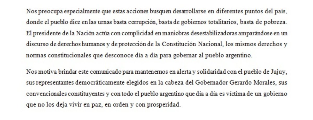 COMUNICADO SOBRE EL GOLPE INSTITUCIONAL EN LA PROVINCIA DE JUJUY

Desde el Bloque UCR de la Cámara de Diputados de la Provincia de Mendoza queremos expresar nuestra preocupación y repudio al Golpe institucional que se está llevando a cabo en la provincia de Jujuy. 

Comunicado 👇🏻
