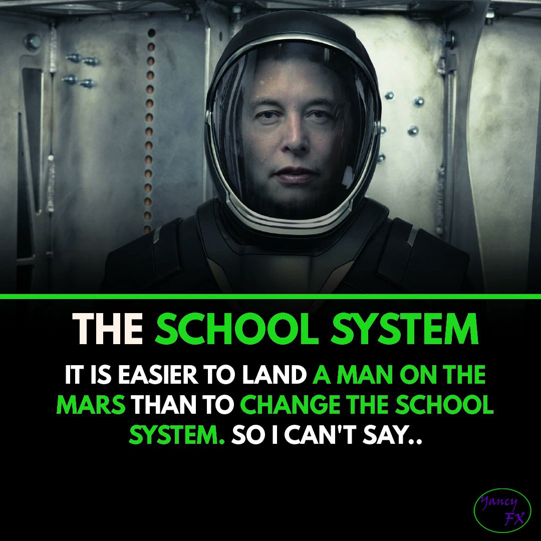 The school system. It is easier to land a man on Mars than to change the school system. #YancyFX #YFX #forex #fx #foreignexchange #forexeducation #forexnews #forexanalysis #success #motivation